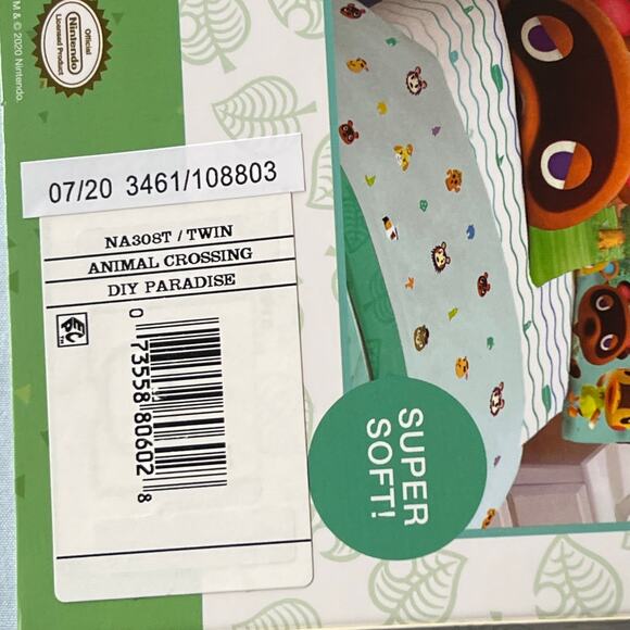 Animal Crossing DIY Paradise Twin Sheet 3 Pcs Set Multicolor Nintendo Game Soft - Picture 7 of 9